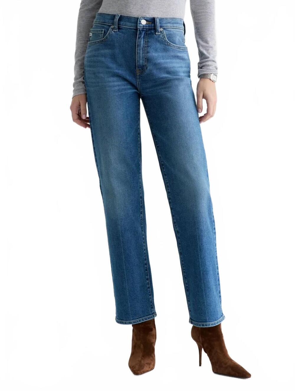 NEW AG JEANS brinley mid-rise straight jeans in rewind